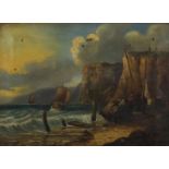 Attributed to James Webb - Off shore in a stiff breeze, 19th century oil on canvas, framed, 55cm x