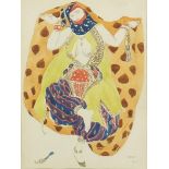 Leon Bakst 1910 - Ballet Scheherazade, semi nude dancer, ink and watercolour on paper, with