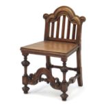 Oak Carolean style low chair, 81cm high : For Further Condition Reports and Live Bidding Please Go