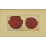 Two antique wax seals, inscribed corporation of Sandwich, mounted and framed, the largest