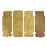 Four brass door plates embossed including Wells Fargo Company, Colts Armoury and Coca Cola, each