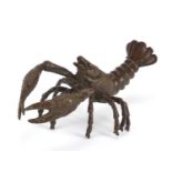 Japanese patinated bronze lobster, 9.5cm in length : For Further Condition Reports Please Visit