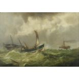 John Callow - Lifeboat on choppy seas, 19th century marine interest oil on canvas, 48.5cm x 28.5cm :