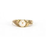 9ct gold pearl ring, size N,approximate weight 2.7g : For Further Condition Reports and Live Bidding
