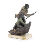 L M Lafuente, modern bronze sculpture of two figures in a boat titled 'Destino', limited edition