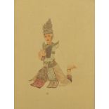 Portrait of a female dancing South East Asian school, watercolour, bearing a signature Kim