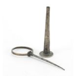 18th century silver pipe tamper with prick, possibly Dutch, 7cm high, approximate weight 5.2g :