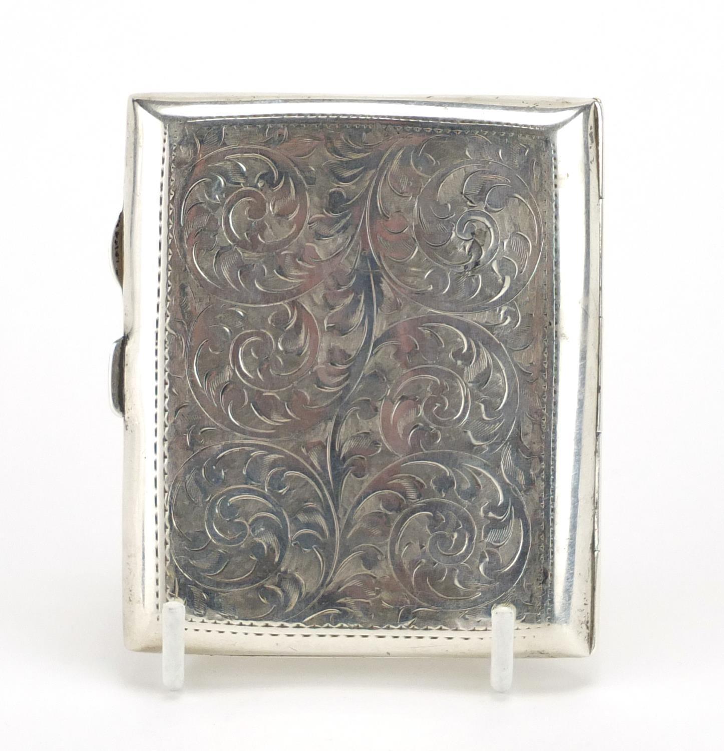 Rectangular silver cigarette case with enamelled semi nude female panel, by W J Myatt & Co - Image 6 of 6