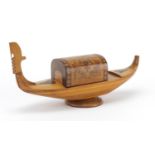 Italian Sorrento Ware cigarette dispenser in the form a gondola, 31cm in length : For Further