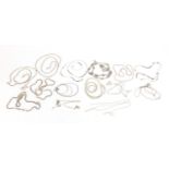 Fifteen silver necklaces, approximate weight 67.2g : For Further Condition Reports and Live