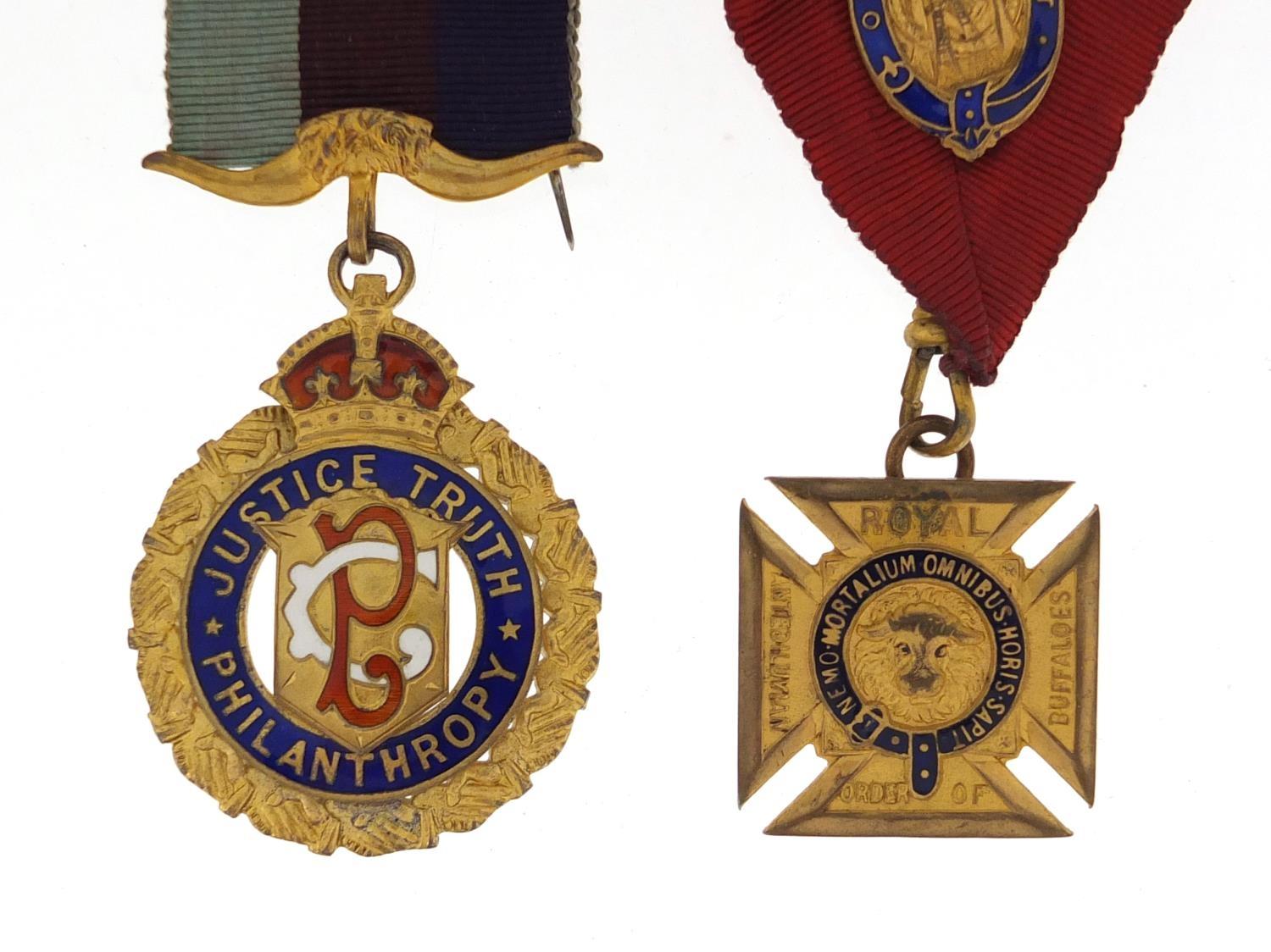 Royal Order of Buffalos jewels and sashes relating to K T W H Jenkins including seven silver jewels, - Image 19 of 24