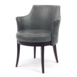 Contemporary Morgan slate leather chair on out swept tapering legs, 81cm high : For Further