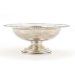 Circular American sterling silver pedestal bowl, 23cm in diameter, approximate weight 520.4g : For