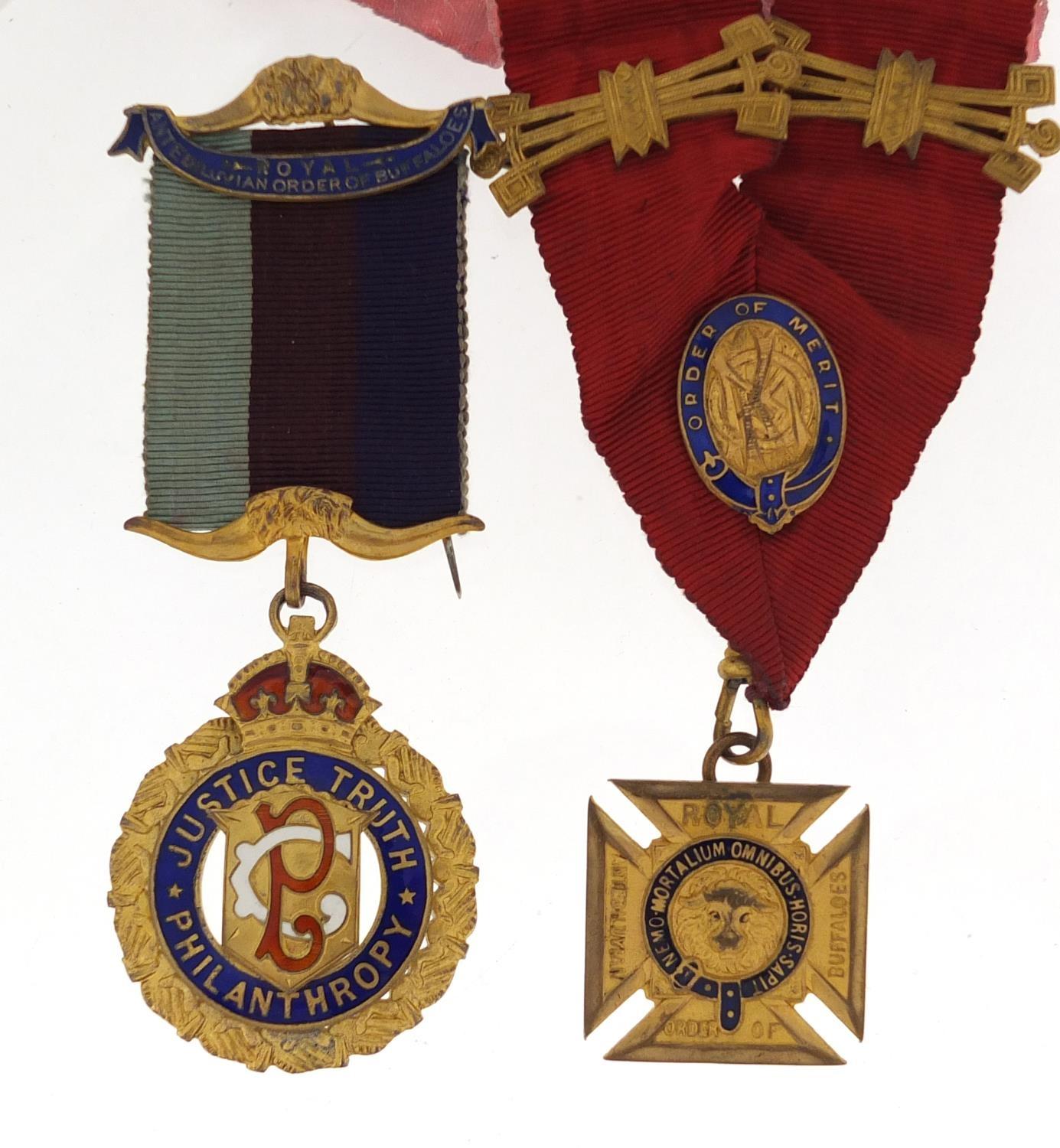 Royal Order of Buffalos jewels and sashes relating to K T W H Jenkins including seven silver jewels, - Image 20 of 24