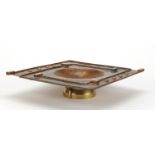 Sam Fanaroff copper and brass footed centre bowl, 7cm high x 29.5cm x 29cm : For Further Condition