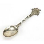 Victorian silver spoon with sailing ship handle by Martin Sugar, London 1892, 20.5cm in length,