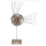 Modernist silvered fish sculpture, 62cm high : For Further Condition Reports and Live Bidding Please