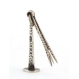 Silver pipe tamper and cigar pricker, by C Brooks Ltd Birmingham 1905, 4.5cm in length,