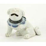Chinese porcelain model of a seated dog, 13cm high : For Further Condition Reports Please Visit