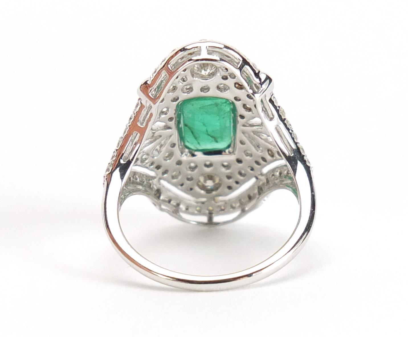 18ct white gold emerald and diamond ring, size J, approximate weight 4.3g : For Further Condition - Image 3 of 4