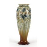 Royal Doulton stoneware vase by Eliza Simmance, hand painted with berries amongst foliage, impressed