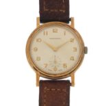 Gentleman's 9ct gold Garrard wristwatch, 3.4cm in diameter : For Further Condition Reports Please