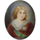 19th century Imperial Russian oval watercolour miniature on ivory of a Russian Prince as a child,
