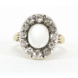 Victorian unmarked gold moonstone and diamond ring, size K, approximate weight 4.5g : For Further