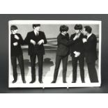Vintage black and white photograph of The Beatles on stage, 30.5cm x 22cm : For Further Condition