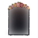 Barbola style easel mirror with bevelled glass, hand painted with flowers, 41cm x 25.5cm : For
