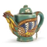 Chinese yixing terracotta cockerel teapot, 14cm high : For Further Condition Reports Please Visit