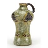 Royal Dolton stoneware flagon, hand painted and decorated in relief with stylised flowers,