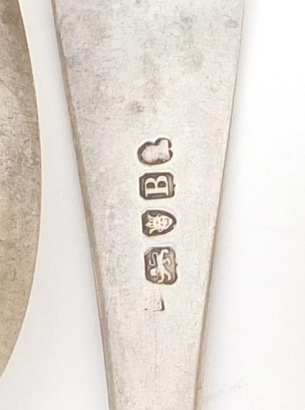 Nine Georgian silver tablespoons, various hallmarks, the largest 23cm in length, 564.5g :For Further - Image 7 of 7