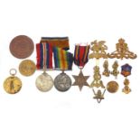 British Military World War I pair and related Militaria, the pair awarded to G-70147PTE.S.E.WARREN.