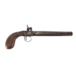 Antique percussion cap pistol with octagonal barrel, 31.5cm in length :For Further Condition Reports