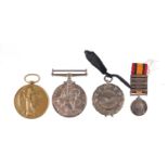 British Military World War I pair, South African dress medal and silver medallion, the pair