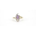 9ct gold amethyst and diamond ring, size O, 2.7g :For Further Condition Reports Please Visit Our