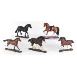 Four Border Fine Arts horses and The Trail of Painted Ponies-Big Ben, the largest 18cm high :For