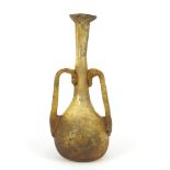 Roman glass vase with twin handles, 26cm high :For Further Condition Reports Please Visit Our
