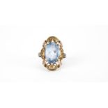 14ct gold blue stone ring, size N, 3.3g :For Further Condition Reports Please Visit Our Website.