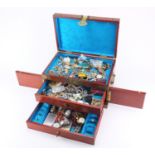 Vintage and later costume jewellery housed in a Chinese jewellery box with brass mounts :For Further