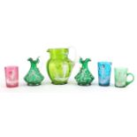 Victorian Mary Gregory glass including three jugs, the largest 17cm high :For Further Condition