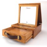 Ralph Lauren Burlwood toilet box with carrying handle, 9.5cm H x 25cm W x 25.5cm D when closed :