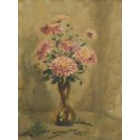 G Bastin - Still life flowers in a vase, 19th century watercolour, framed, 49cm x 36.5cm :For