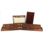 Bone and bamboo Mahjong set with case and four stands, incised with character marks :For Further