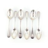 Set of six silver teaspoons by John Round & Son Ltd, Sheffield 1904, 13cm in length, 121.6g :For