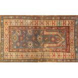 Rectangular Caucasian blue ground rug, 154cm x 89cm :For Further Condition Reports Please Visit
