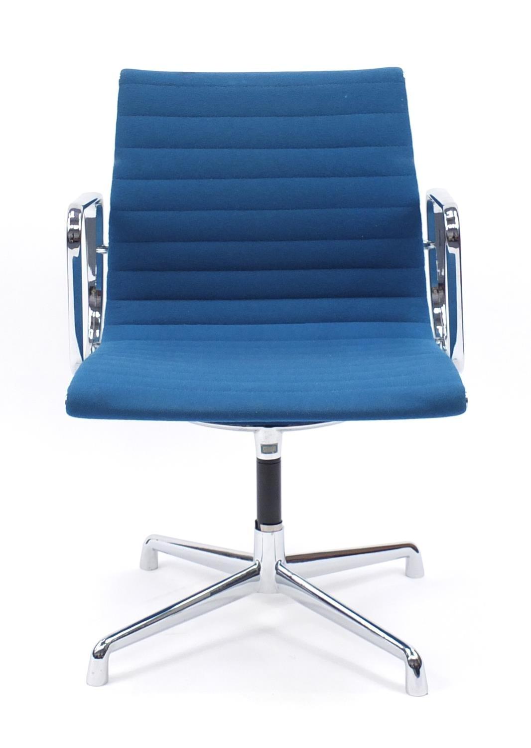 Charles and Ray Eames EA107 design desk chair with turquoise upholstery, 82cm high :For Further - Image 2 of 4