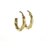 Pair of 9ct gold hoop earrings, 2.2cm in diameter, 2.4g :For Further Condition Reports Please