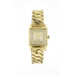 9ct gold Rotary square face wristwatch, the case numbered 00010038, 2.5cm wide :For Further